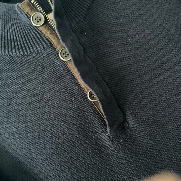 Refectory British Inspired Men's Blue Pullover Sweater L 1/4 Zip W/3 Buttons EC - Picture 3 of 8